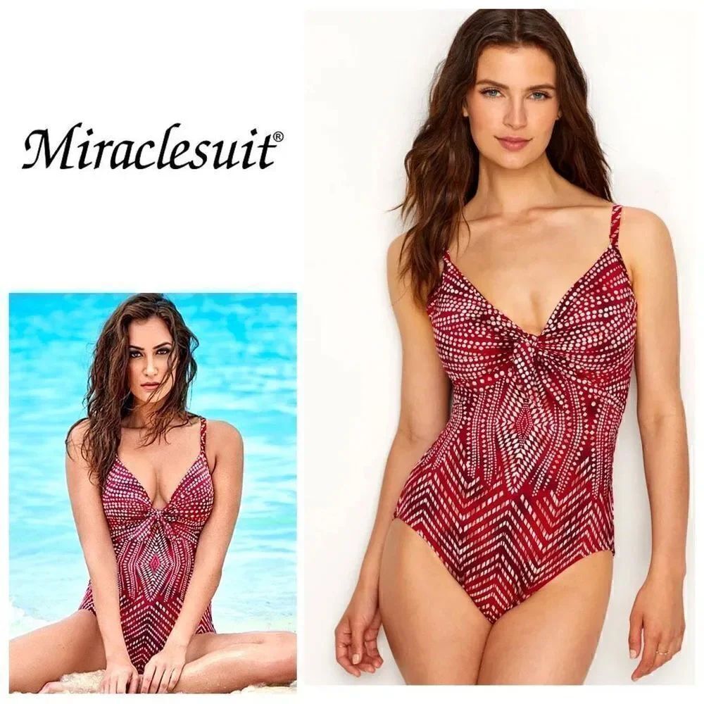 New. Miraclesuit Babylon red/wine one piece. Size 8. Retails $186